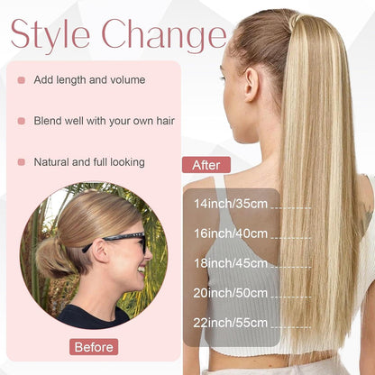 Echthaar Pferdeschwanzverlängerung 55cm #18/613 Aschblond