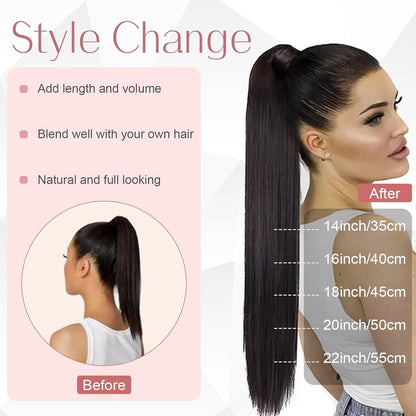 Echthaar Pferdeschwanz Verlängerung Dunkelbraun 40cm