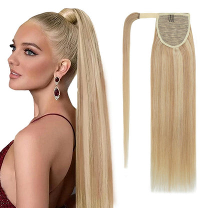 Echthaar Pferdeschwanz Extension 35cm #18/613 Aschblond