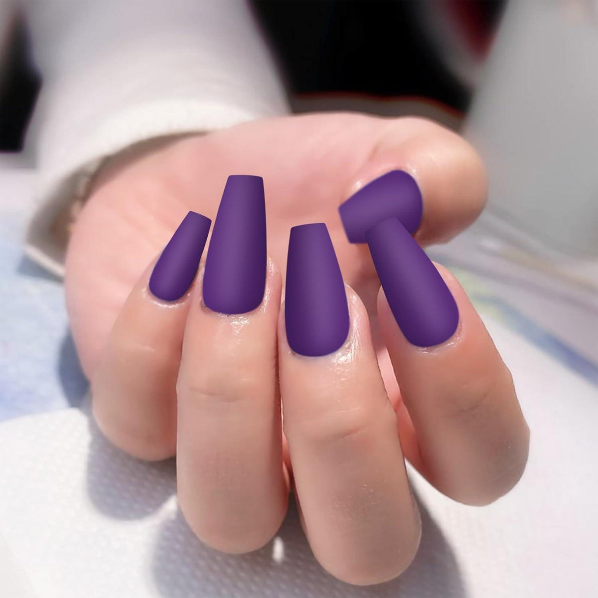 Lange Matt Sarg Nägel zum Aufkleben, Ballerina Press on Nails Kit 24er Pack