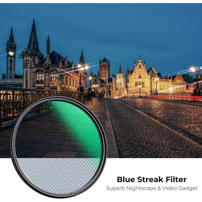Anamorpher Effektfilter 72mm mit blauen Streifen