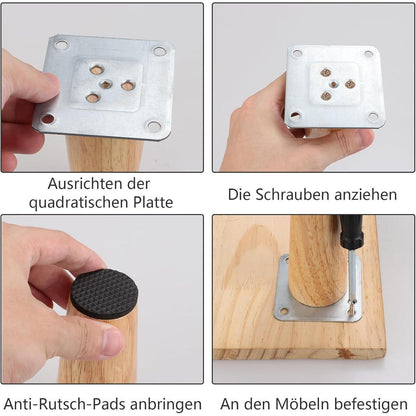 Holzmöbelfüße 10cm – Robuste Möbelbeine Eiche für Sofa & Co.