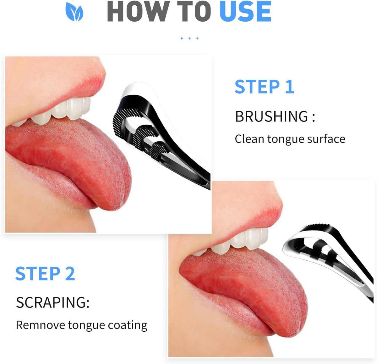 Zungenreiniger Schaber Mundschaber 2er Set Zungenbürste Tongue Cleaner