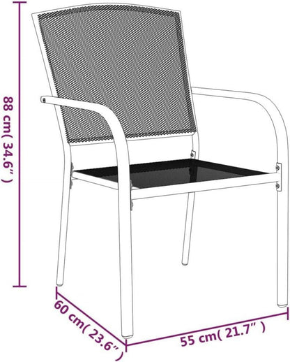 vidaXL Garten Essgruppe 5tlg. Anthrazit Stahl, Tisch + 4 Stapelstühle