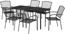 7-tlg. Garten-Essgruppe Anthrazit Stahl, Tisch 6 Stühle