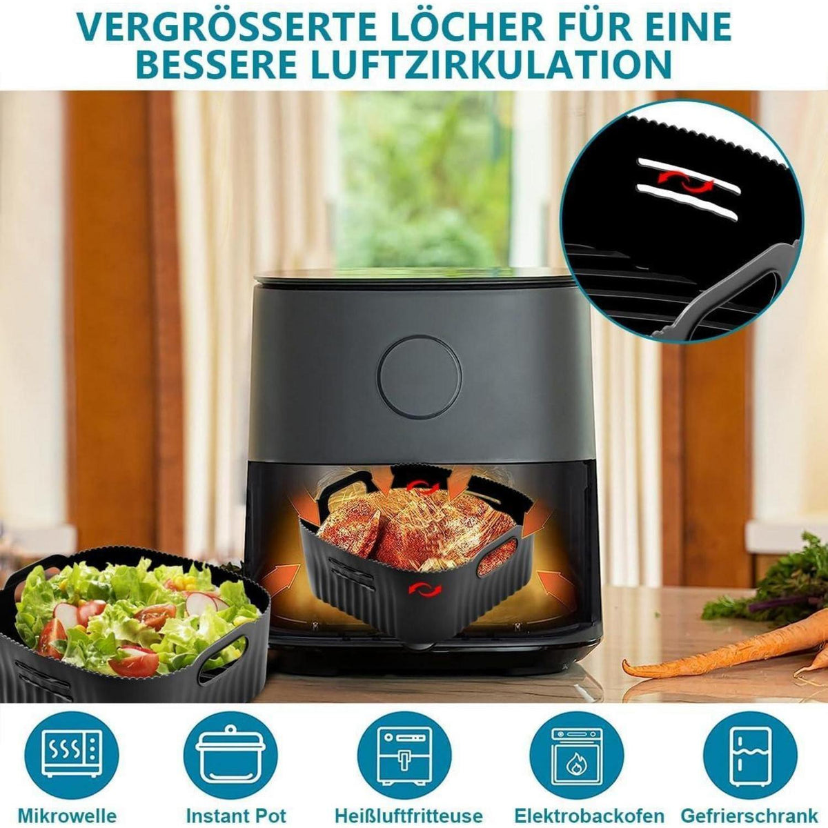 Silikonform für Heißluftfritteuse – 2er Set, 21cm