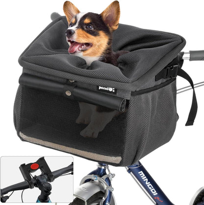 Pecute Hundefahrradkorb 4-in-1 Welpenfahrradtasche Dunkelgrau
