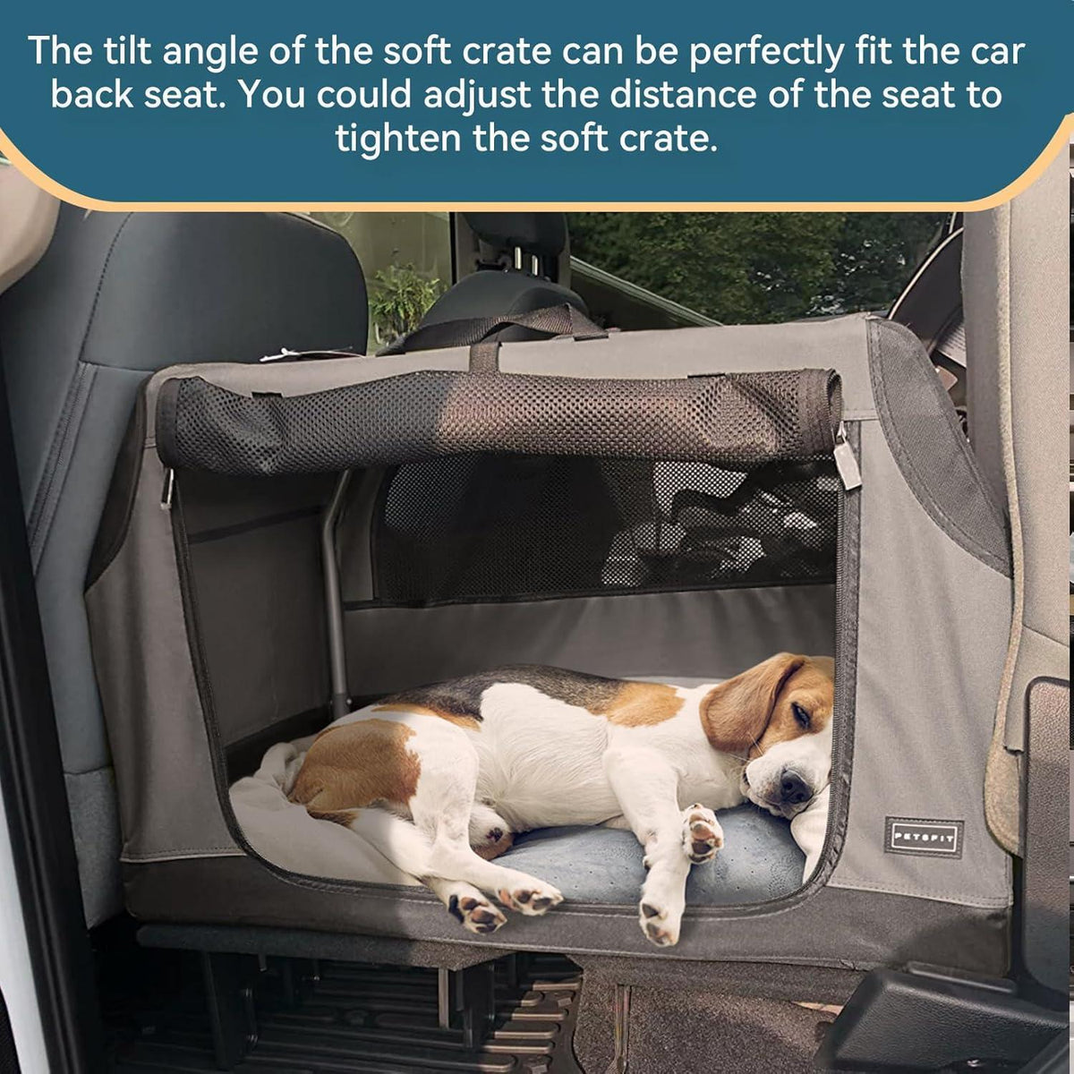 Faltbare Hundebox Auto – Grau, Verstellbar & Sicher