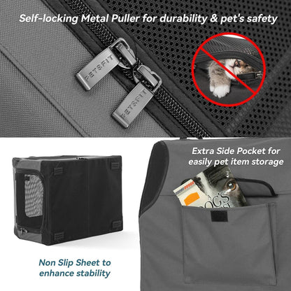 Faltbare Hundebox Auto – Grau, M – Sicher & Komfortabel