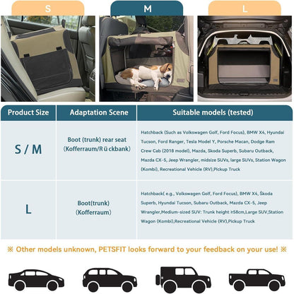 Faltbare Hundebox Auto – Grau, M – Sicher & Komfortabel