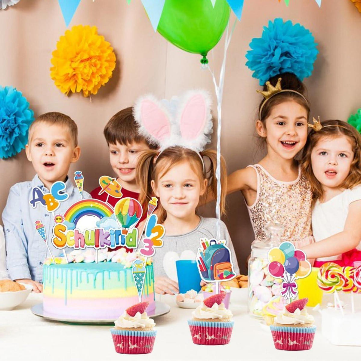 Tortendeko Einschulung Schulanfang Muffin Cupcake Deko 22 Stück ABC