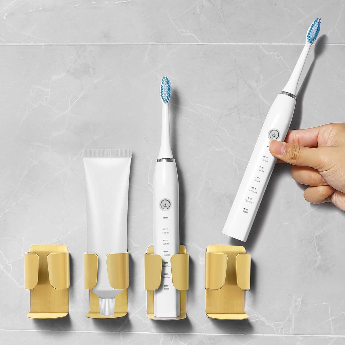 Edelstahl Zahnbürstenhalter Wandhalterung Set 4er Pack