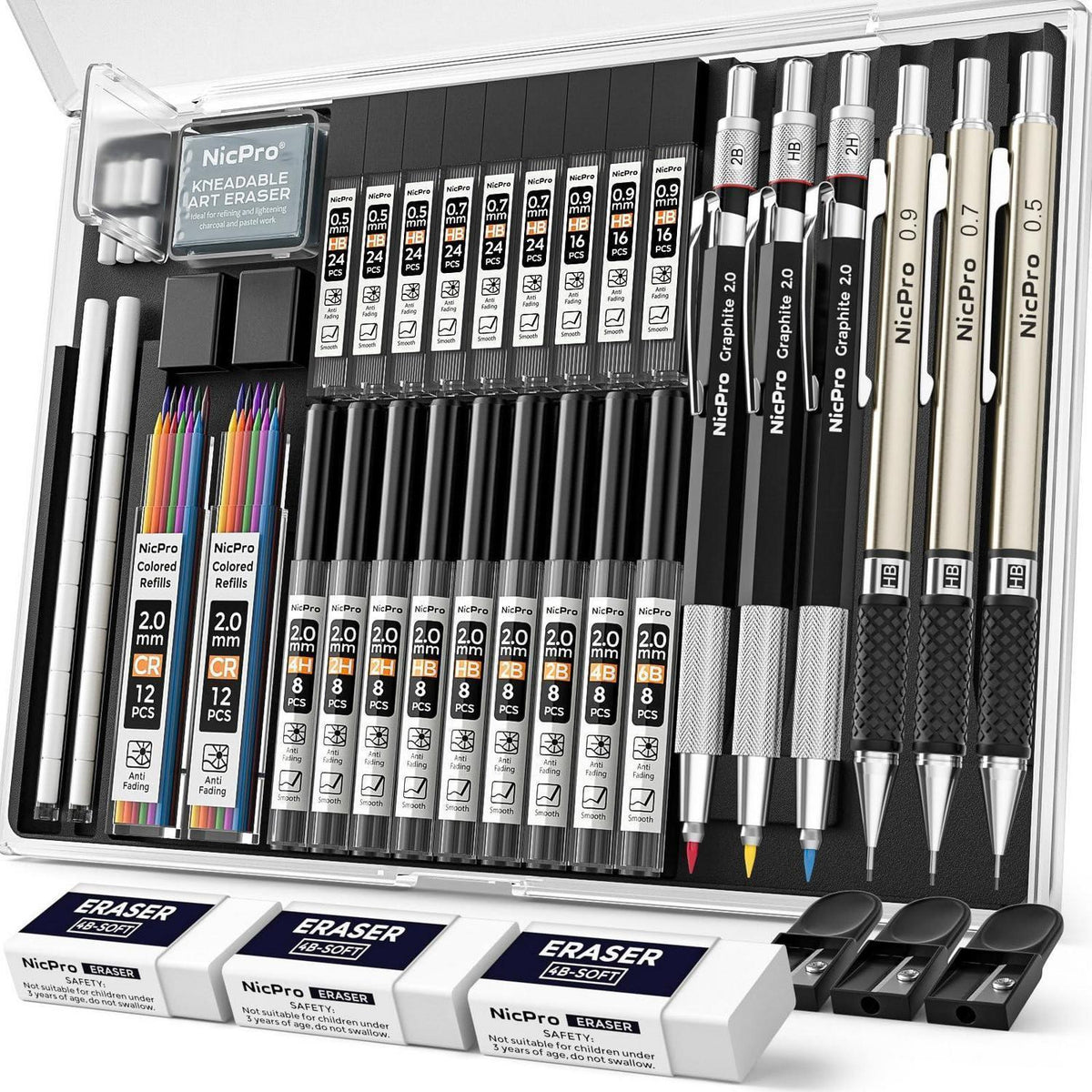 Druckbleistift Set 35-teilig – Zeichenstifte für Skizzieren & Zeichnen