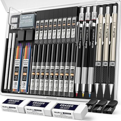 Druckbleistift Set 35-teilig – Zeichenstifte für Skizzieren & Zeichnen