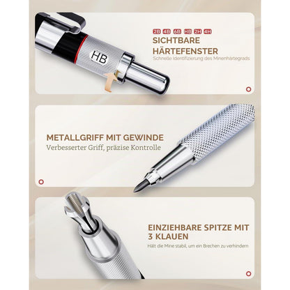 Druckbleistift Set 35-teilig – Zeichenstifte für Skizzieren & Zeichnen