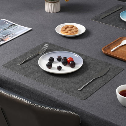 Platzsets Abwaschbar 4er Set Grau Hellblau in Lederoptik