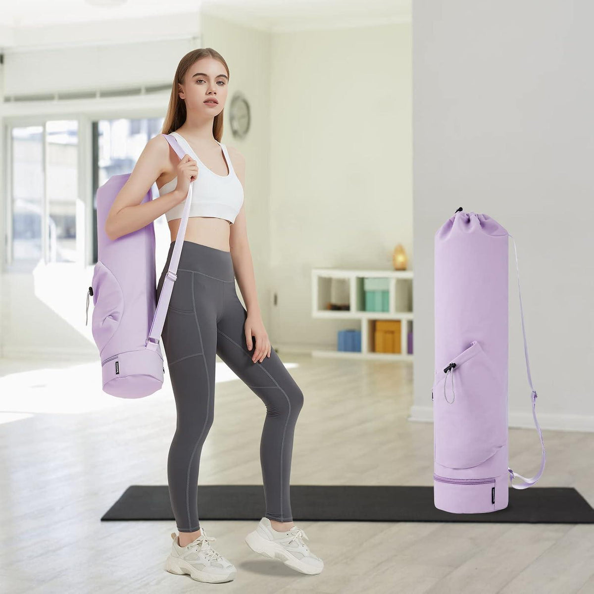 Yogatasche Damen Sporttasche Nassfach Verstellbarer Schultergurt Gym Pilates