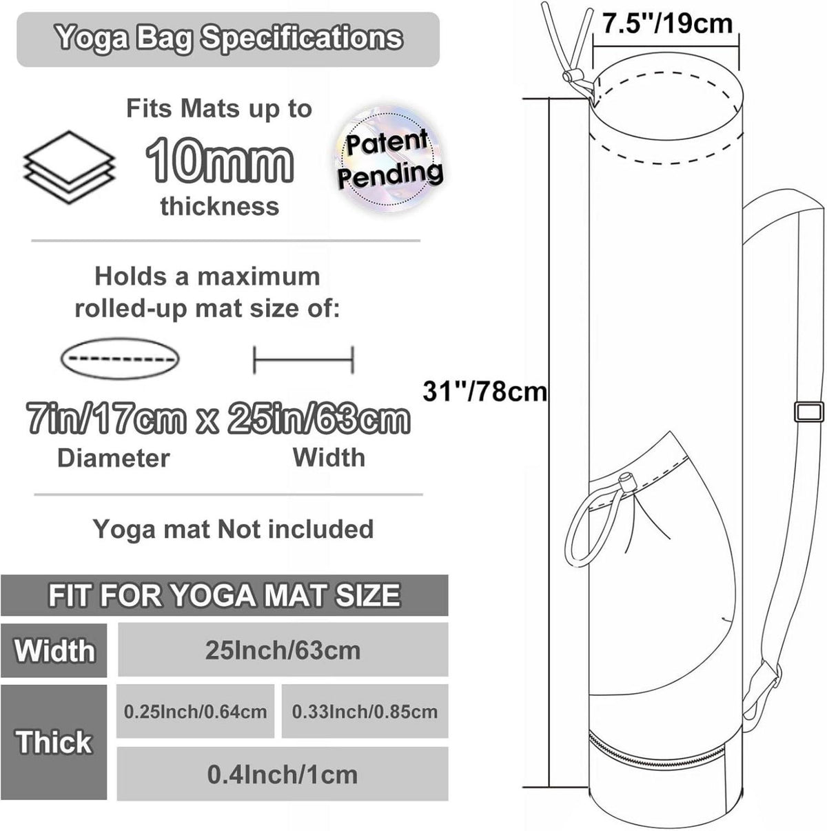 Yogatasche Damen Sporttasche Verstellbarer Schultergurt Nassfach Lila