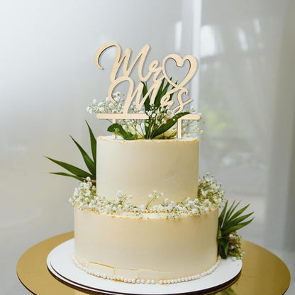 2er Set Holz Cake Topper Hochzeit Mr Mrs Deko Tortendeko Party