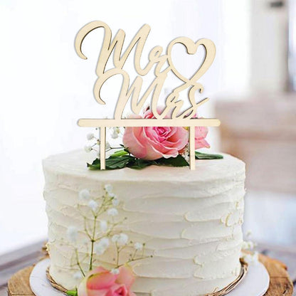 Hochzeitstorte Cake Topper Holz Mr Mrs 2 Stück 14x14.6cm