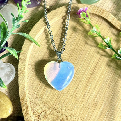Opal Herz Halskette Damen – Heilkristall Schmuck für Valentinstag