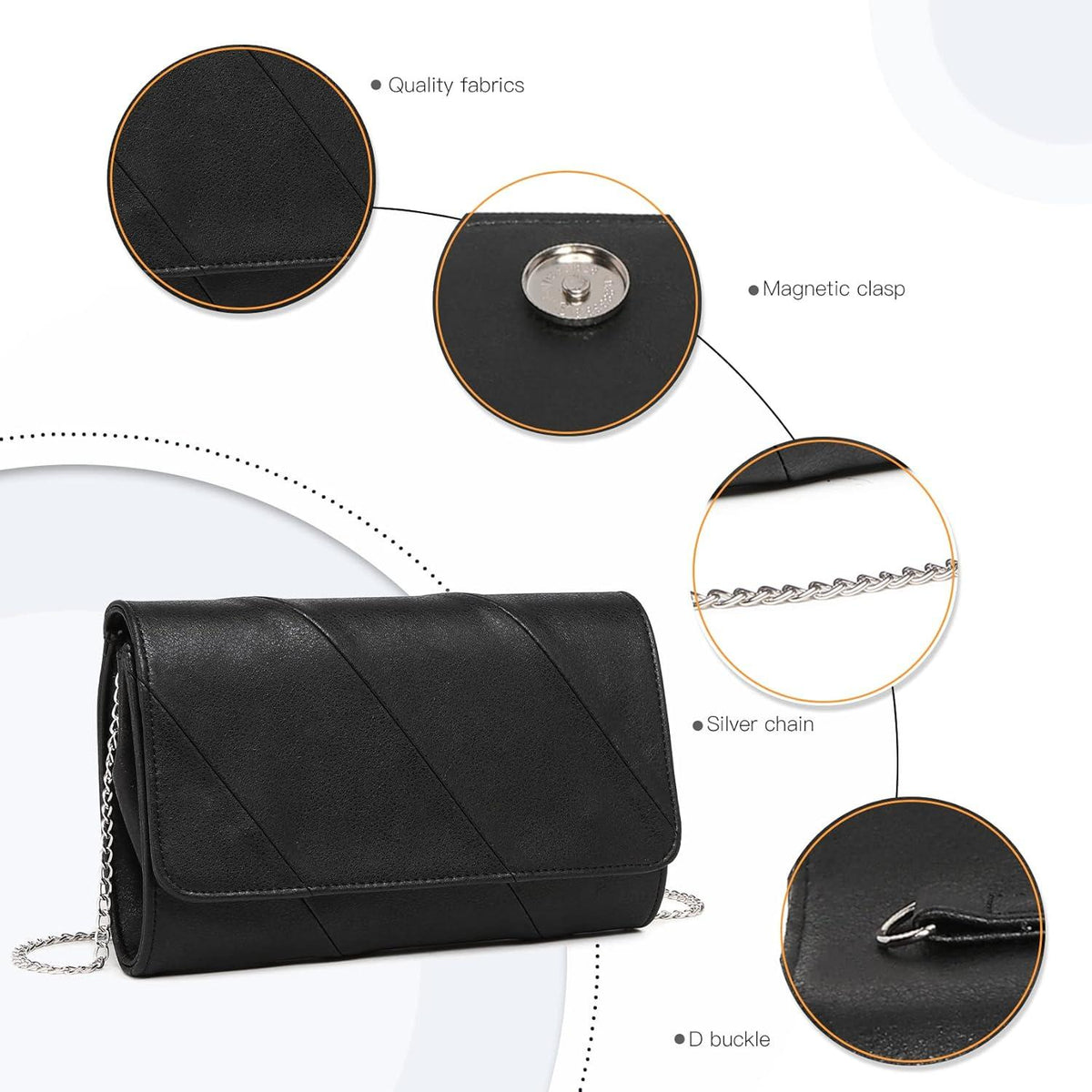 Miss Lulu Damen Clutch Schultertasche Crossbody Handtasche
