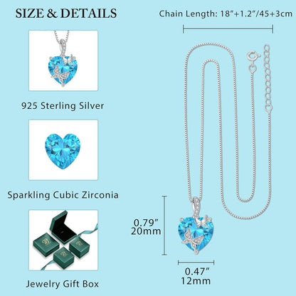 Schmetterling Halskette Damen 925 Sterling Silber mit Aquamarin Geburtsstein