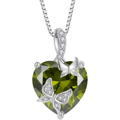 Schmetterling Halskette Damen 925 Sterling Silber mit Peridot Geburtsstein
