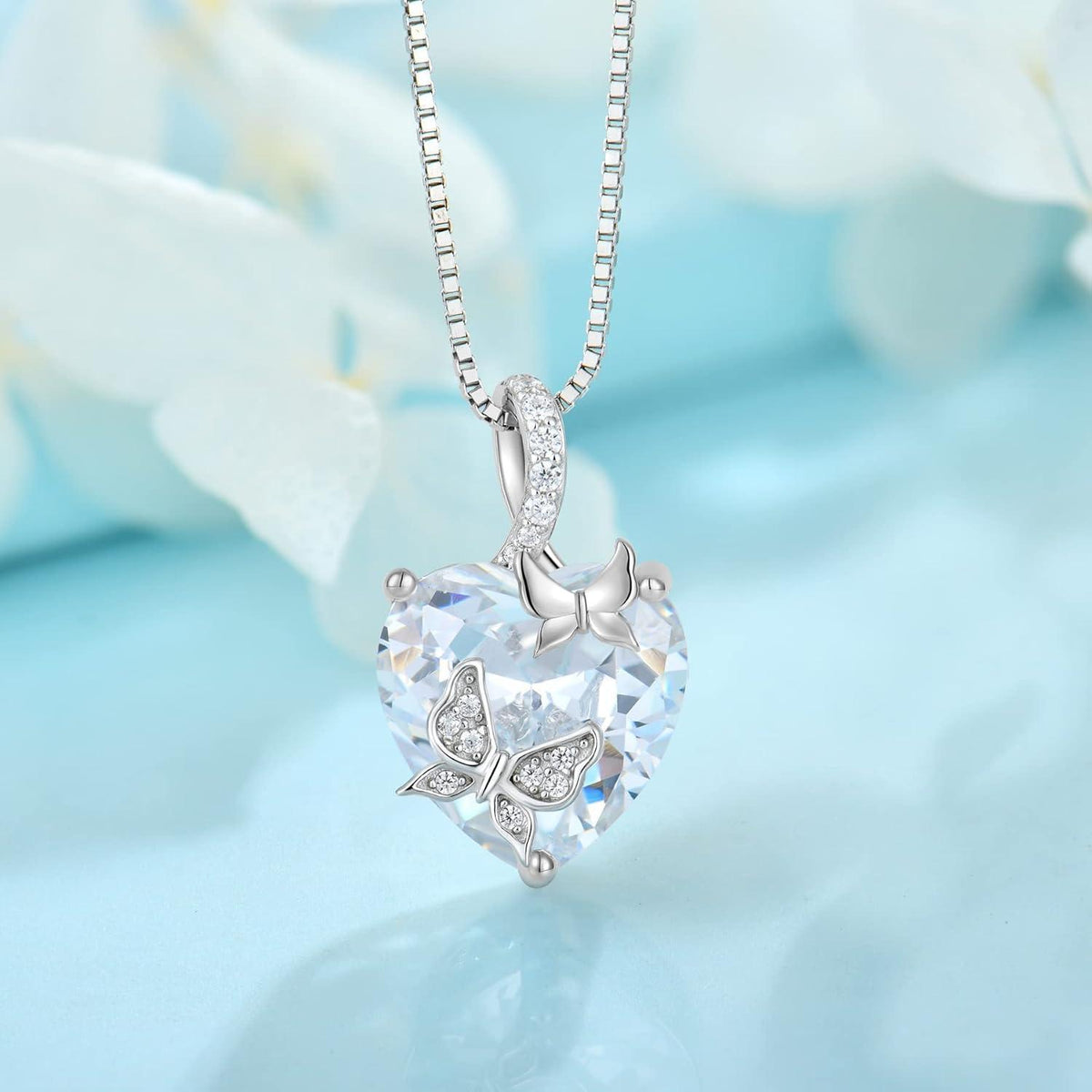 Schmetterling Halskette Damen 925 Sterling Silber mit Zirkonia Geburtsstein