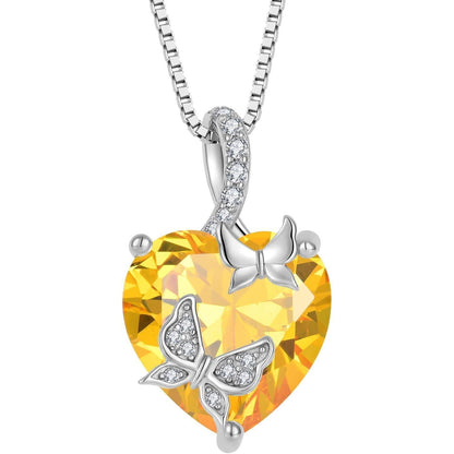 Schmetterling Halskette Damen 925 Sterling Silber mit Citrin Geburtsstein