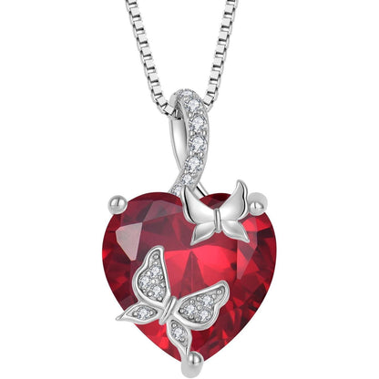 Schmetterling Halskette Damen 925 Sterling Silber mit Rubin Geburtsstein