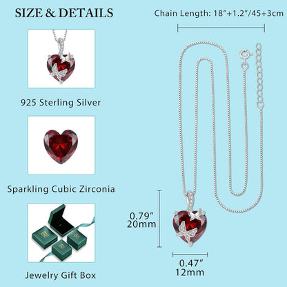 Schmetterling Halskette Damen 925 Sterling Silber mit Granat Geburtsstein