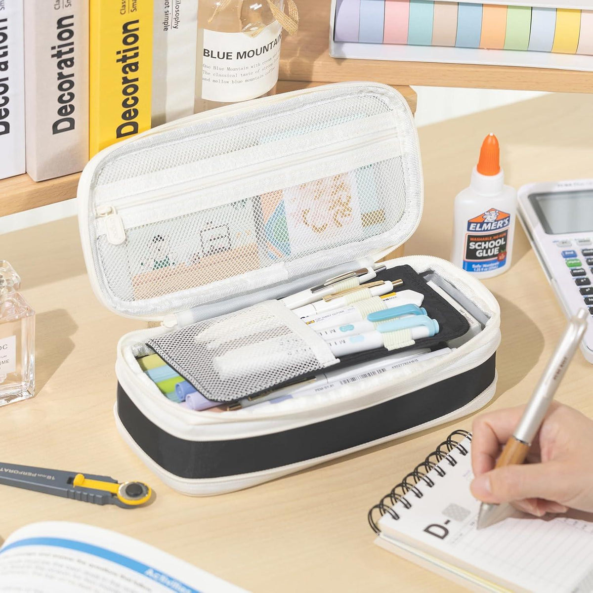 Große Pencil Case Schwarz | Hohe Kapazität für Jugendliche