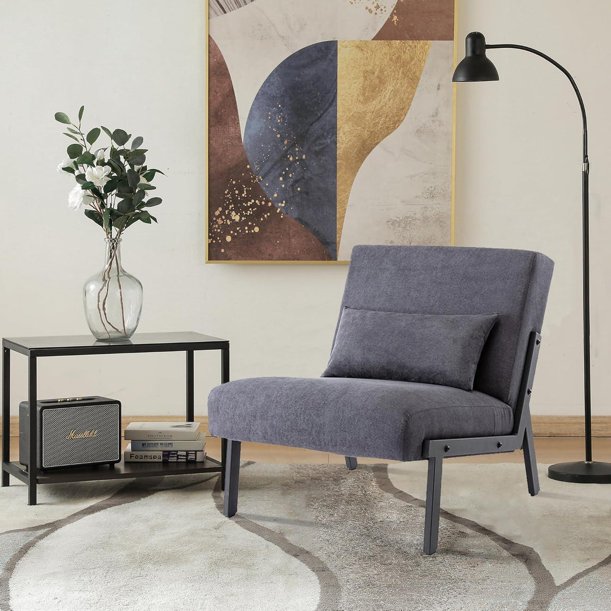 Moderner Lounge Sessel Dunkelgrau – Bequemer Relax Sessel mit Kissen