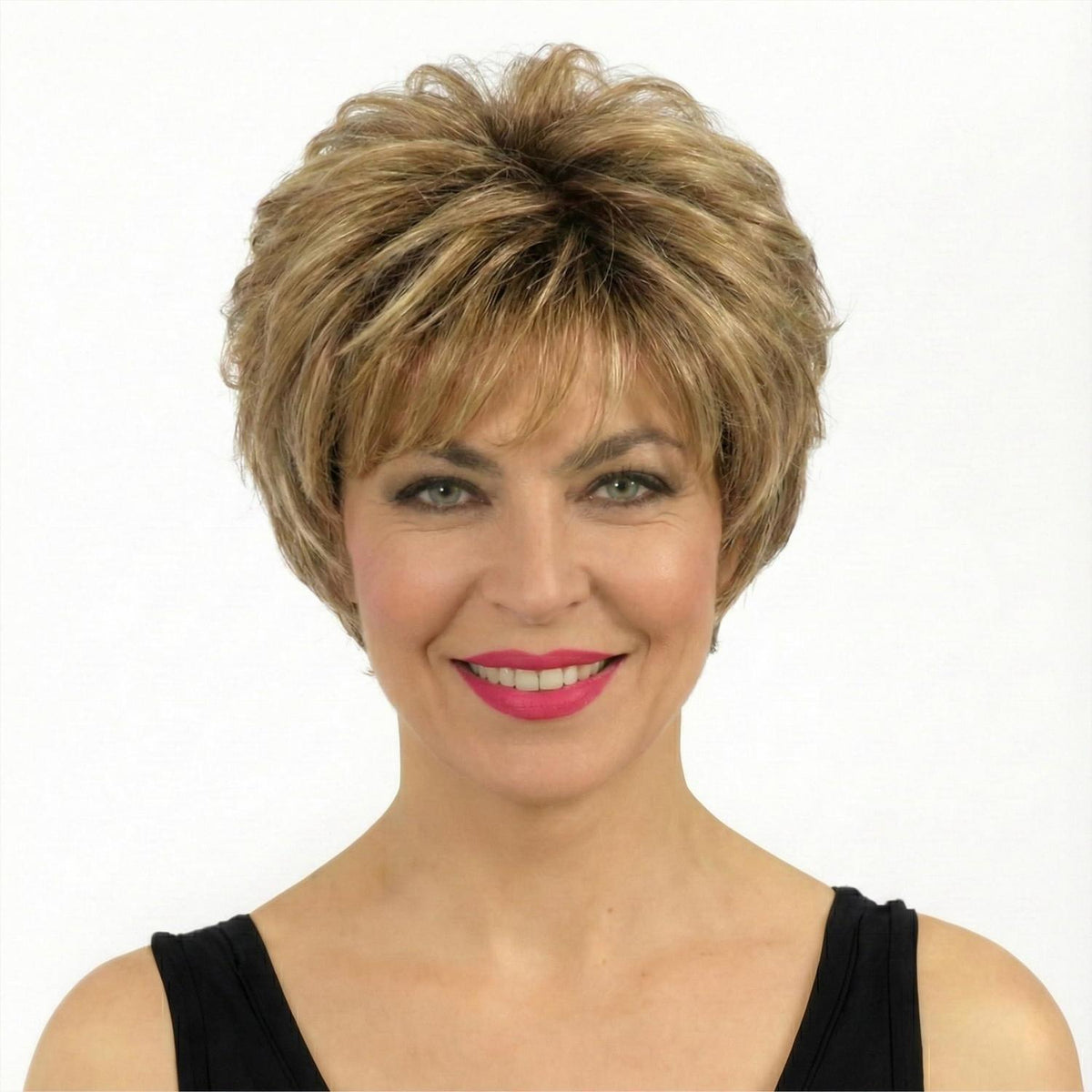 Kurze blonde & braune Bob Perücke mit Pony