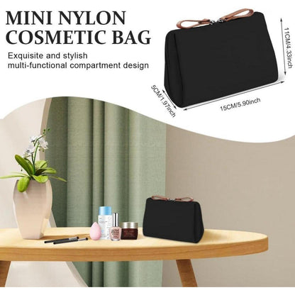 Kosmetiktasche mit Trennwand, 2er Set, Mini Reise Kulturbeutel, Schwarz & Rosa