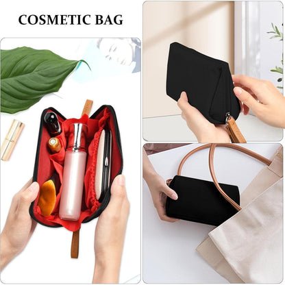 Kosmetiktasche mit Trennwand, 2er Set, Mini Reise Kulturbeutel, Schwarz & Rosa
