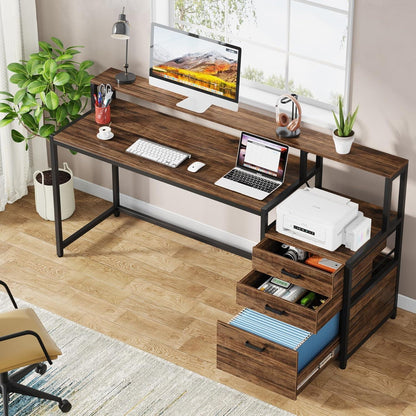 Ergonomischer Schreibtisch mit Schubladen & Monitorständer 160cm