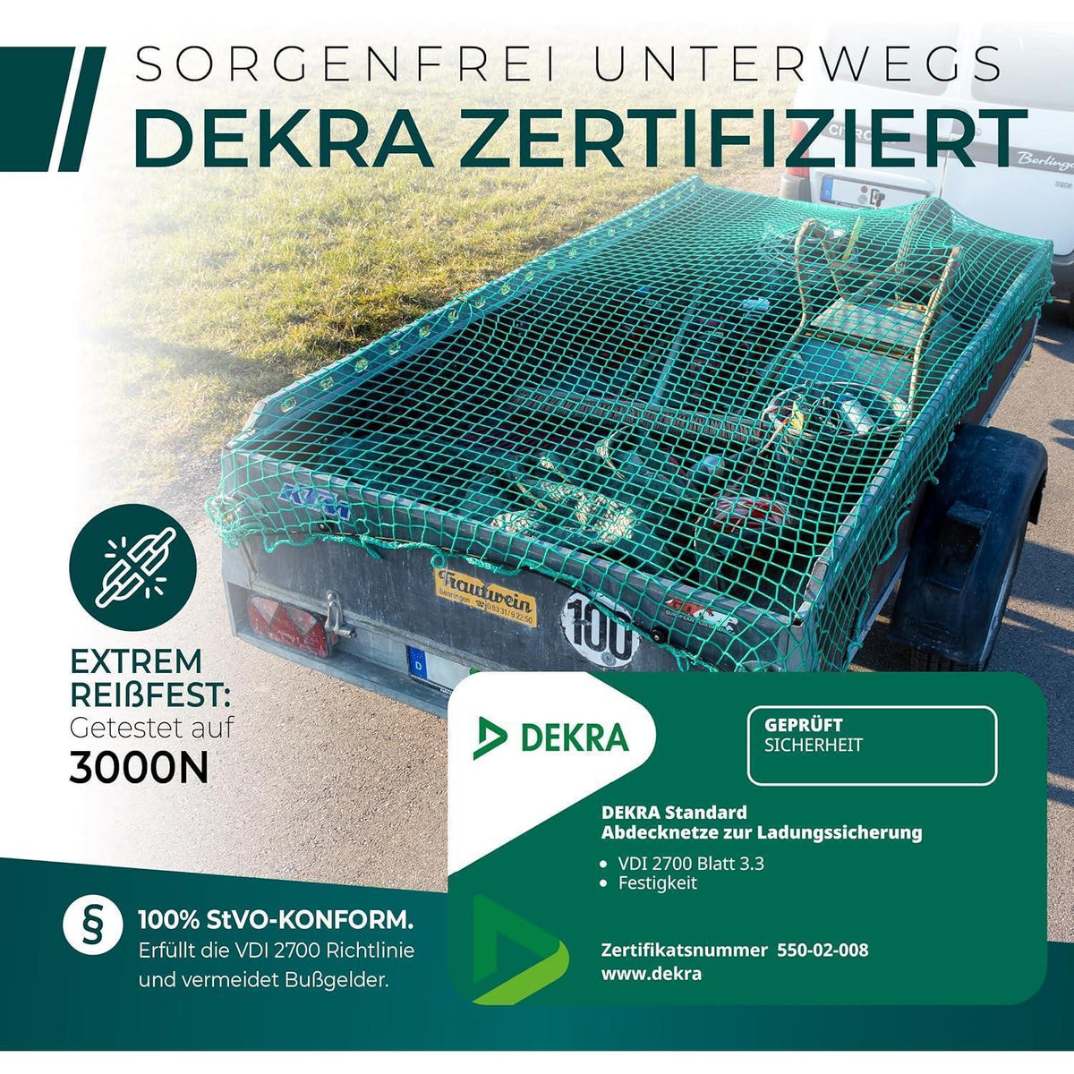 Anhängernetz 3,5x7m – DEKRA geprüft, reißfest & wetterfest