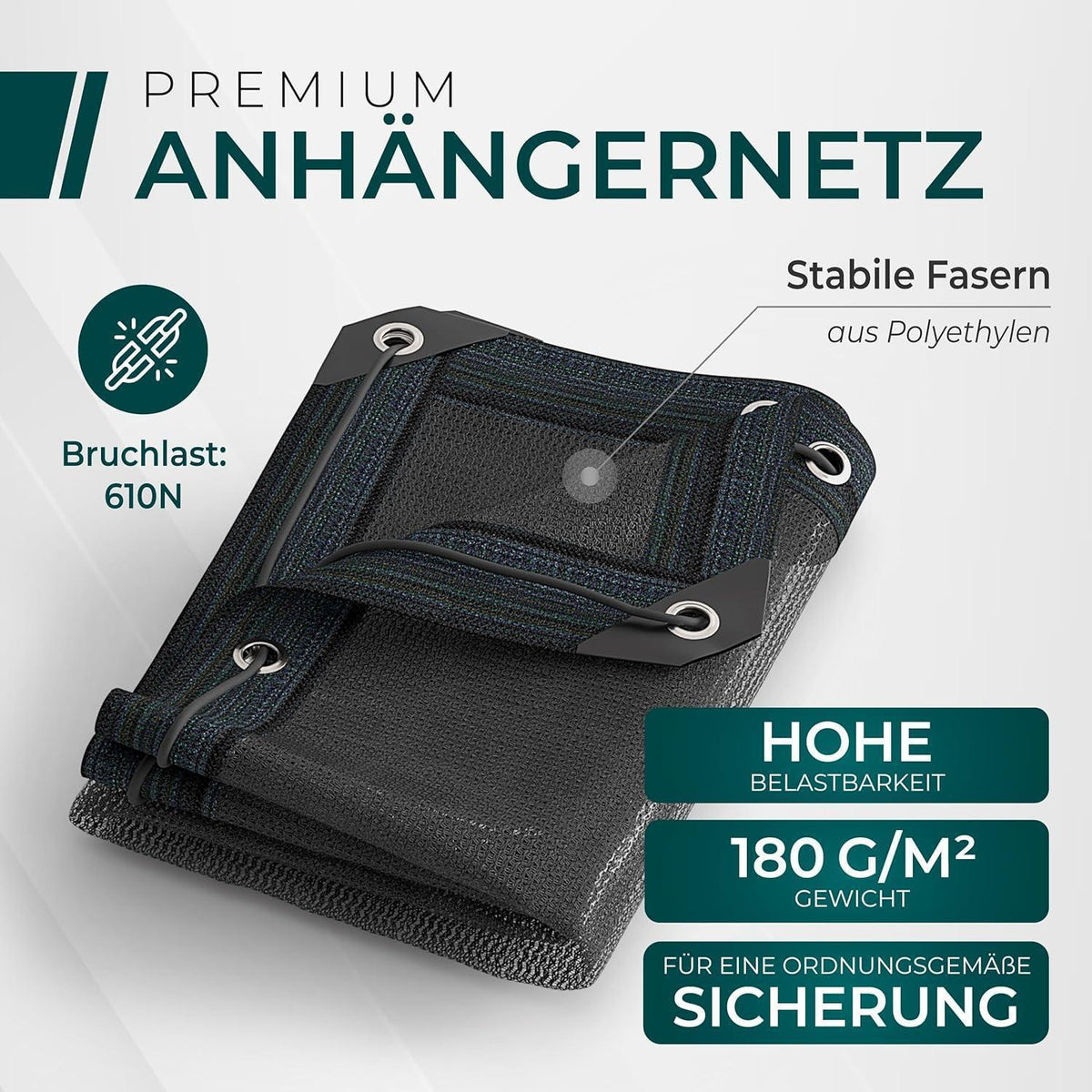 Feinmaschiges Anhängernetz 3x4,5m – Ladungssicherung mit Gummizug