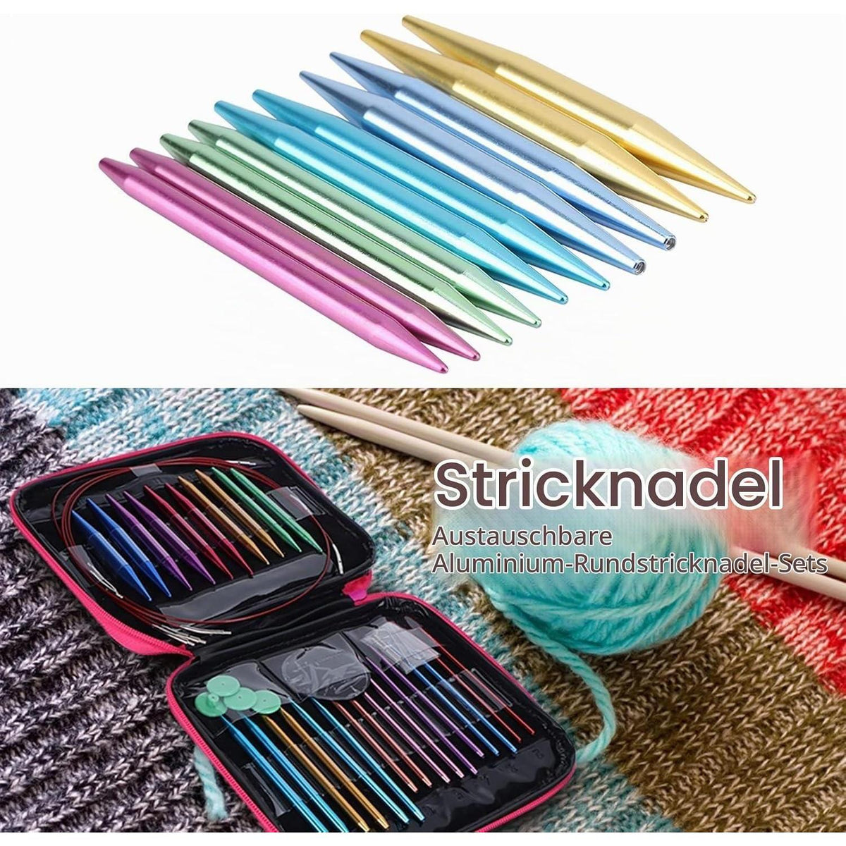 Buntes Rundstricknadel Set – Austauschbar & Mit Aufbewahrungsbox