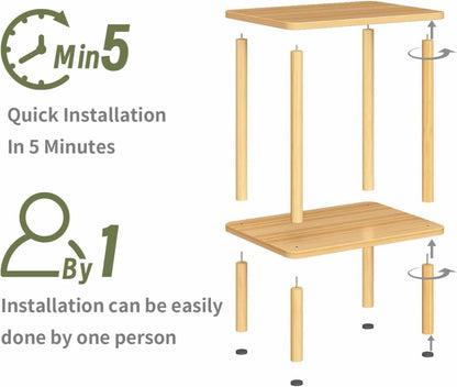 Beistelltisch Holz 2-tier Nachttisch 40x30x52cm Stauraum für Wohnzimmer