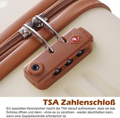 Hartschalen Koffer Set 5tlg Weiß/Braun TSA Rollen
