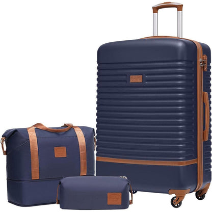COOLIFE Koffer Set 3-tlg: Groß, Reisetasche & TSA-Schloss