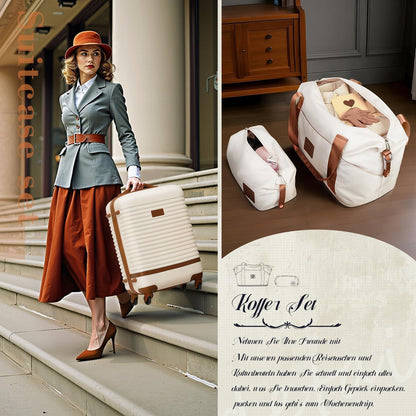 COOLIFE Koffer Set 3-tlg: Groß, Reisetasche & TSA-Schloss