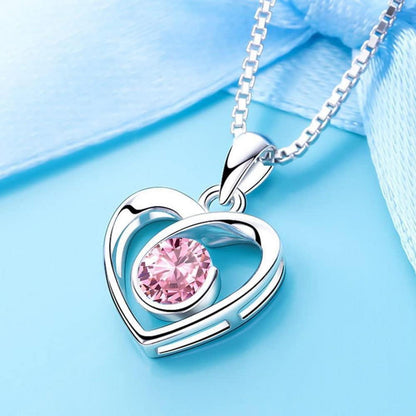 Schmuckset Damen Silber 925 mit Zirkonia, Herz Halskette & Klee Armband & Ohrstecker