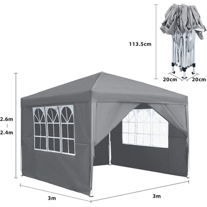 3x3 Faltpavillon Wasserdicht – Partyzelt für Garten & Events