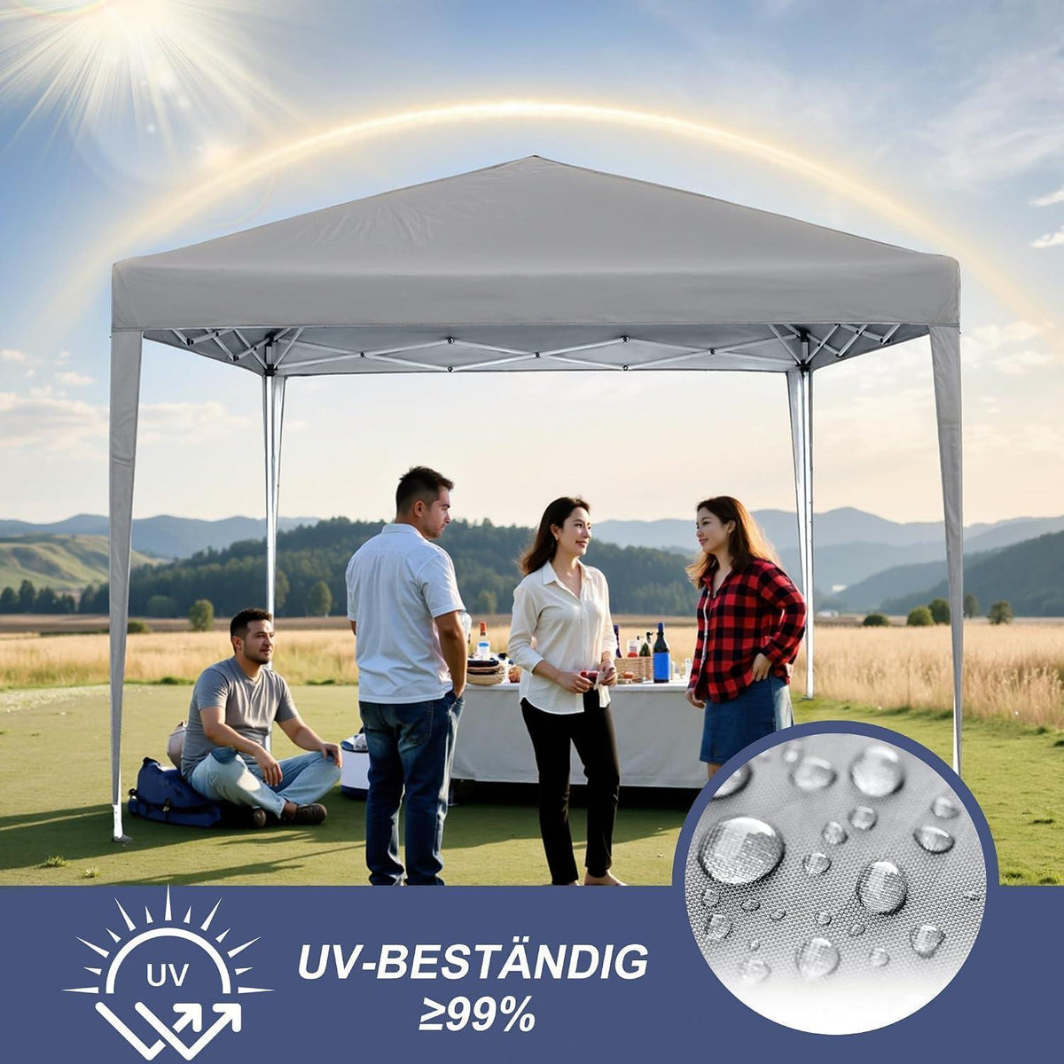 3x3 Faltpavillon Wasserdicht – Partyzelt für Garten & Events