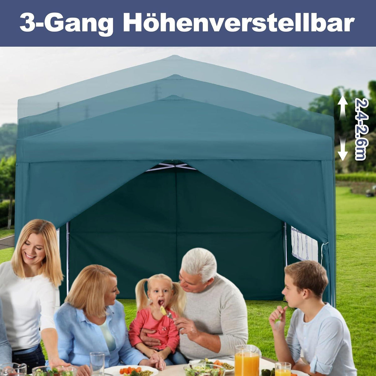 3x3 Faltpavillon Wasserdicht – Garten- & Partyzelt mit Seitenteilen