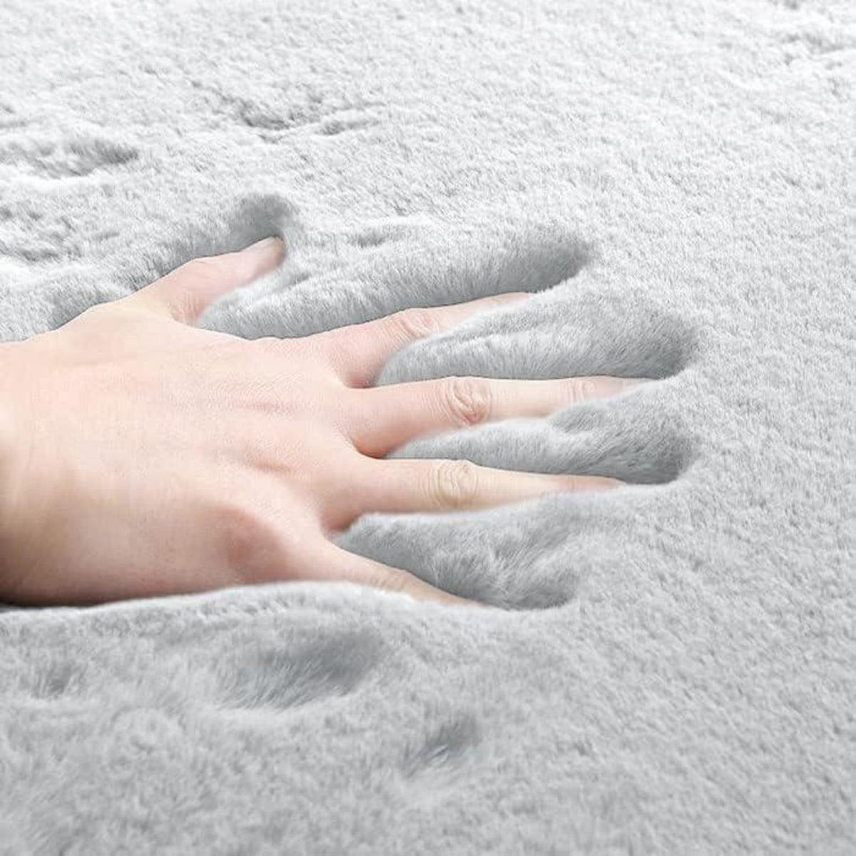 Flauschiger Teppich Läufer 60x245 cm Grau – Weicher Kunstfell für Schlafzimmer